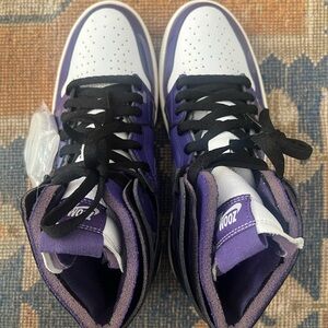 Purple and White High-Top Sneakers